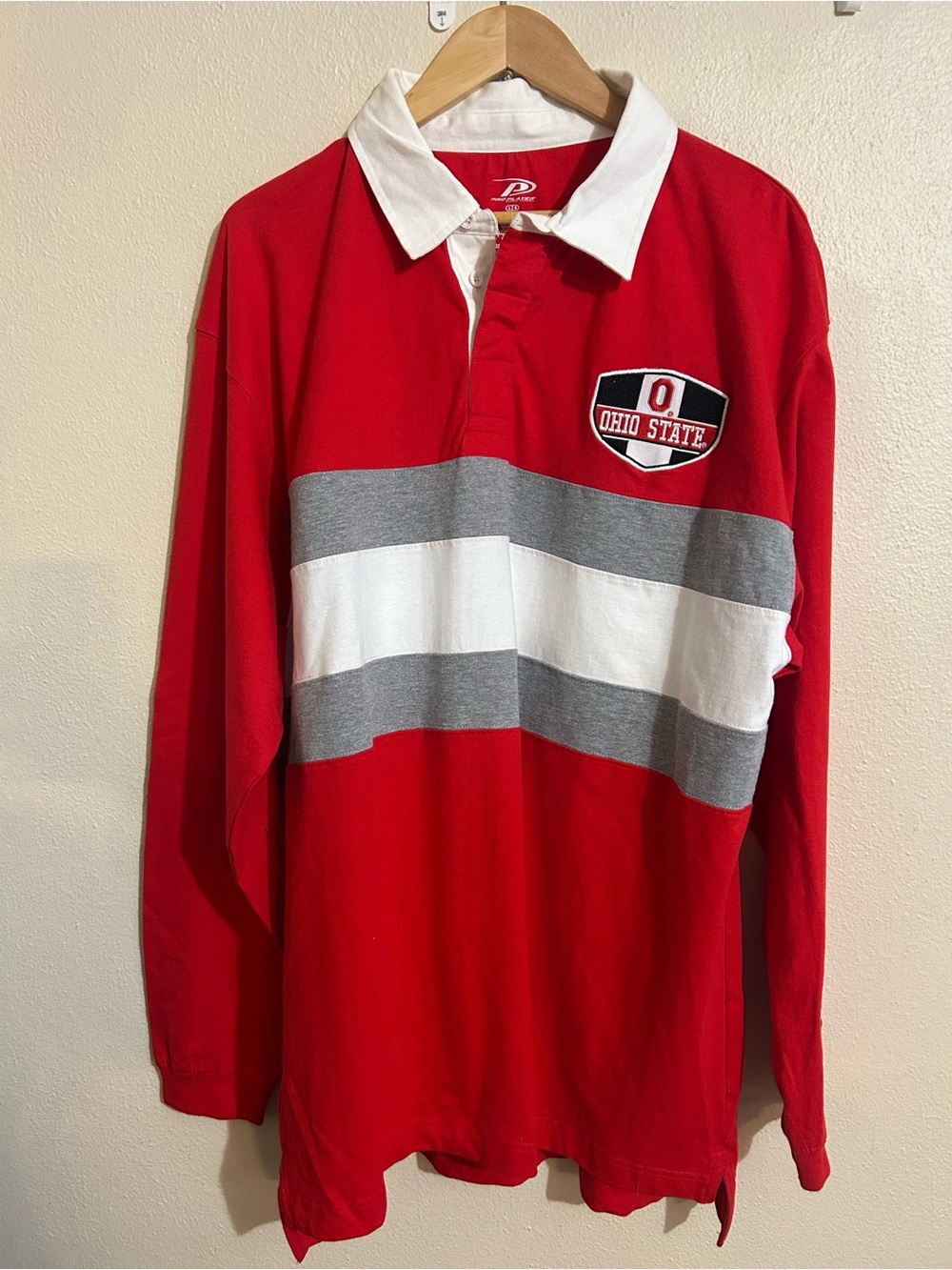 Ohio State Red Long-Sleeve Rugby Shirt Men’s Size Large Pro Player